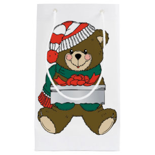 "MERRY CHRISTMAS" TEDDY BEAR SMALL GIFT BAG