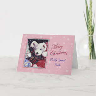 Merry Christmas Teddy Bear, To Special Uncle Holiday Card