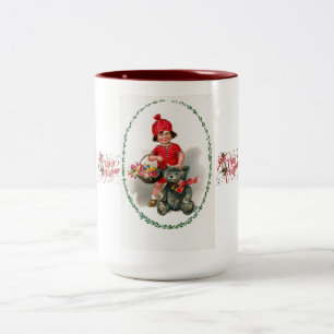 Merry Christmas Teddy Bear Vintage Mug