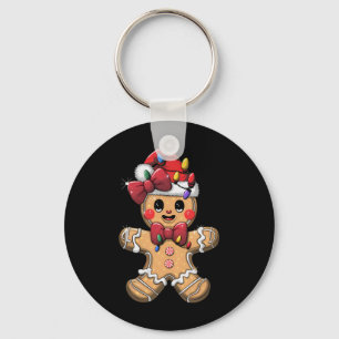 Merry Christmas Tee Gingerbread Santa Pyjamas Girl Key Ring