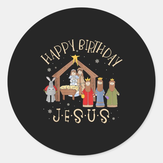 Merry Christmas Tee Uni-christian Family Group Chi Classic Round Sticker (Front)