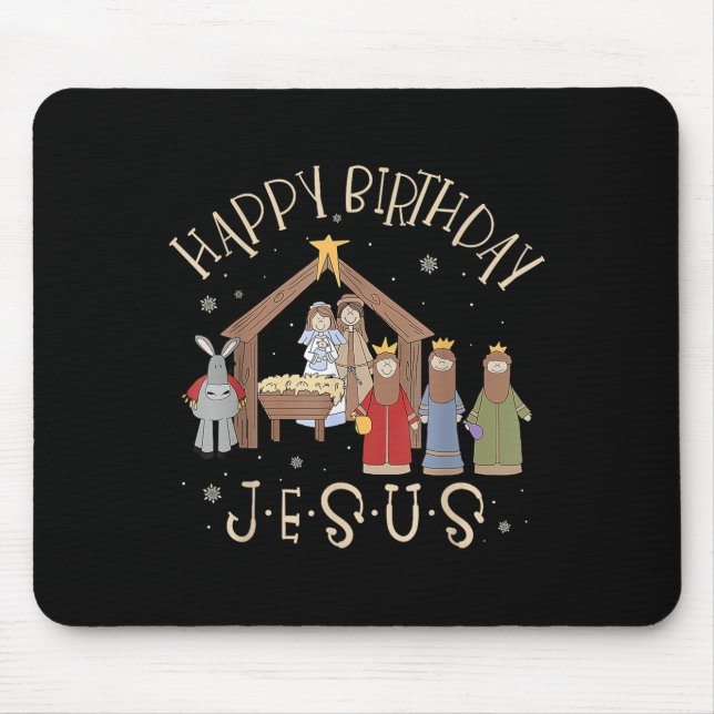 Merry Christmas Tee Uni-christian Family Group Chi Mouse Pad (Front)