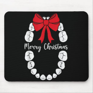 Merry Christmas Teeth Wreath Dental Christmas Shir Mouse Pad
