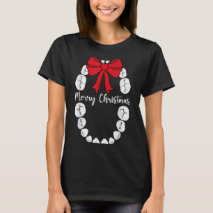 Merry Christmas Teeth Wreath Dental Christmas Shir T-Shirt