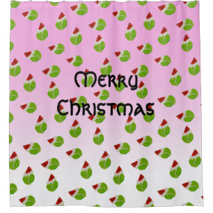 Merry Christmas Tennis Balls with Santa Hats Shower Curtain