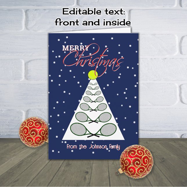 Merry Christmas tennis custom text Holiday Card (Creator Uploaded)