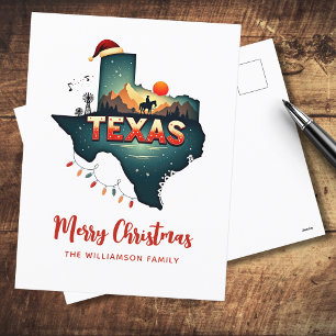 Merry Christmas Texas State Retro Personalized Holiday Postcard