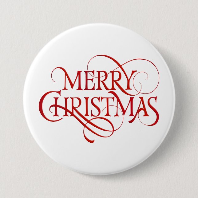 Merry Christmas Text 7.5 Cm Round Badge (Front)