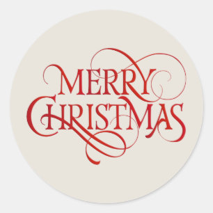 Merry Christmas Text Classic Round Sticker