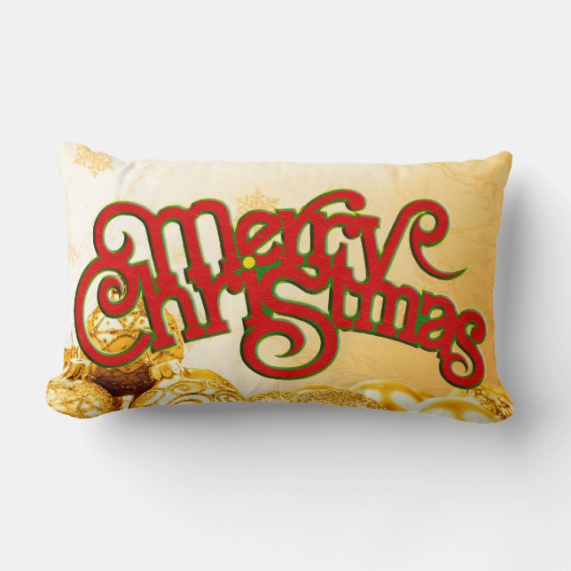 Merry Christmas - text design + your back. & ideas Lumbar Cushion (Front)