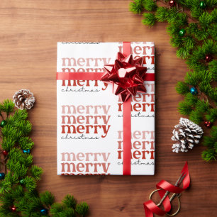 Merry Christmas Text Greeting Red and White Wrapping Paper