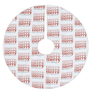 Merry Christmas Text Greeting Red & White Pattern Brushed Polyester Tree Skirt