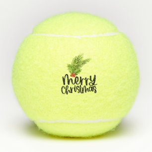 Merry Christmas Text handwriting  Tennis Balls