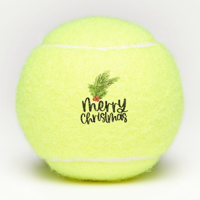 Merry Christmas Text handwriting  Tennis Balls (Front)