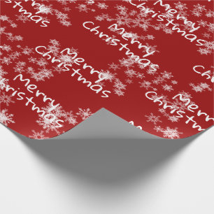 Merry Christmas Text In Snowflakes Wrapping Paper