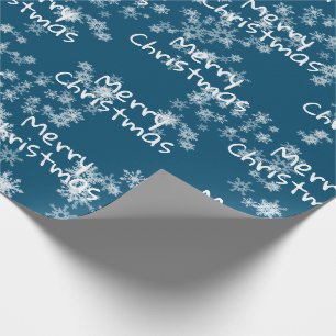 Merry Christmas Text In Snowflakes Wrapping Paper