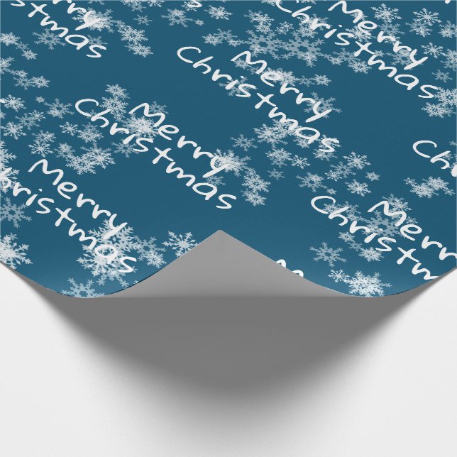 Merry Christmas Text In Snowflakes Wrapping Paper (Corner)