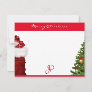 Merry Christmas Text Monogram Calligraphy Script Card