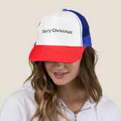 Merry Christmas Text Name Red/White/Blue-Cap Trucker Hat (In Situ)