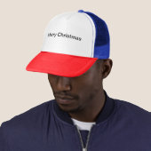 Merry Christmas Text Name Red/White/Blue-Cap Trucker Hat (In Situ)