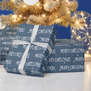 MERRY CHRISTMAS Text On Stars  Wrapping Paper