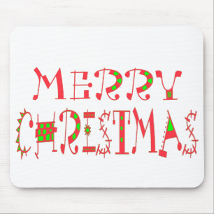 Merry Christmas Text Pattern Design: Festive Art Mouse Pad