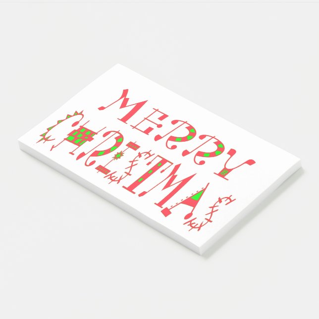 Merry Christmas Text Pattern Design: Festive  Art Post-it Notes (Angled)