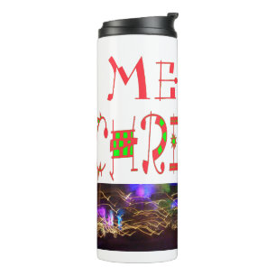 Merry Christmas Text Pattern Design: Festive  Art Thermal Tumbler
