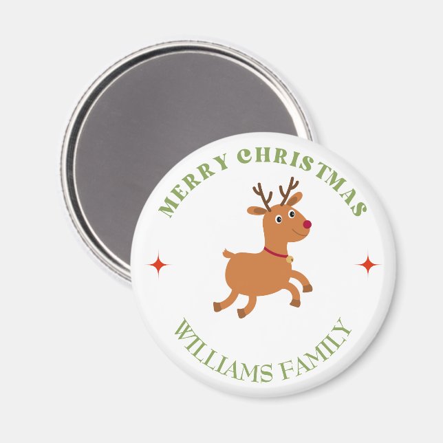 Merry Christmas text reindeer white Magnet (Front/Back)