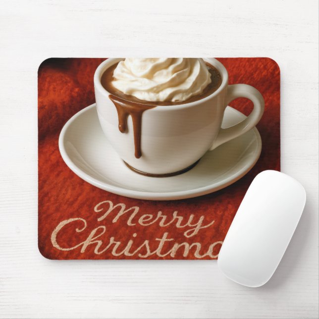Merry Christmas Text With Hot Chocolate Drink Mouse Pad (With Mouse)