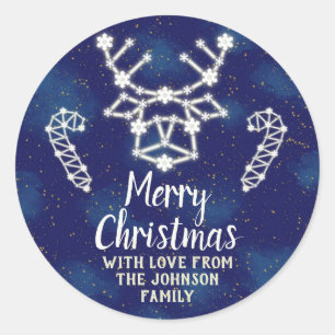 Merry Christmas Thank You Favour Deer Classic Round Sticker