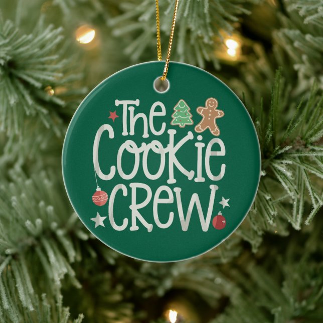 Merry Christmas The Cookie Crew Xmas Matching Ceramic Ornament (Tree)