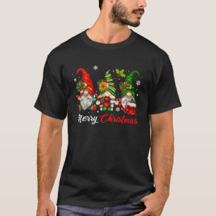 Merry Christmas Three Gnomes Funny Santa Hat Xmas T-Shirt