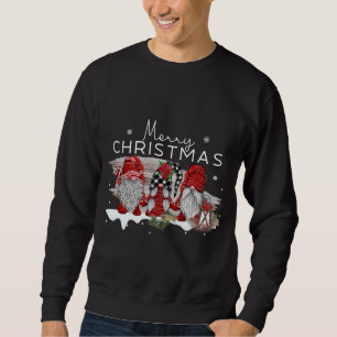 Merry Christmas Three Gnomes In Buffalo Plaid Chri Sweatshirt