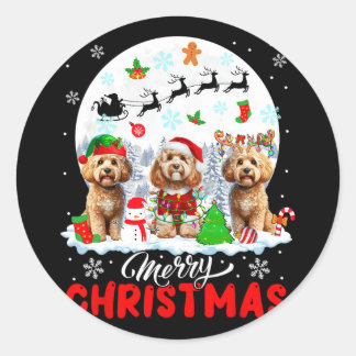 Merry Christmas Three Santa Elf Reindeer Apoos Own Classic Round Sticker