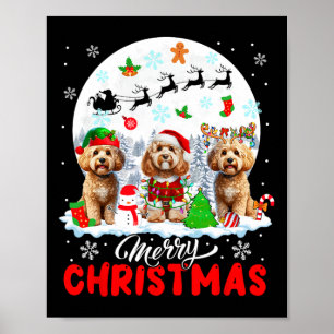 Merry Christmas Three Santa Elf Reindeer Apoos Own Poster