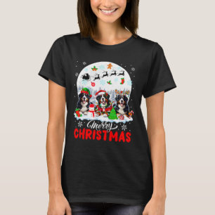 Merry Christmas Three Santa Elf Reindeer Bernese M T-Shirt
