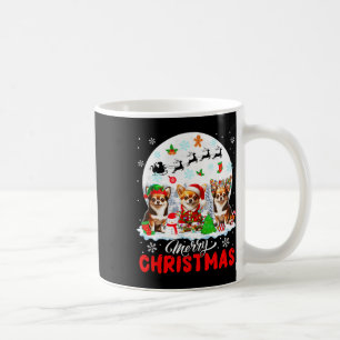 Merry Christmas Three Santa Elf Reindeer Chihuahua Coffee Mug