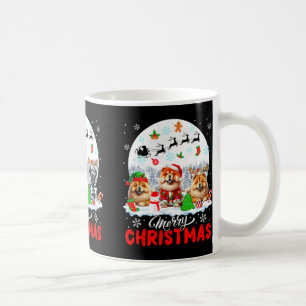 Merry Christmas Three Santa Elf Reindeer Dalmatian Coffee Mug