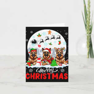 Merry Christmas Three Santa Elf Reindeer German Sh Card