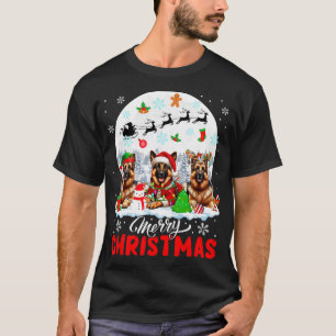 Merry Christmas Three Santa Elf Reindeer German Sh T-Shirt