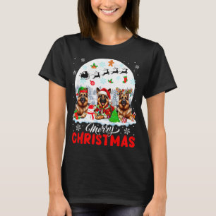Merry Christmas Three Santa Elf Reindeer German Sh T-Shirt