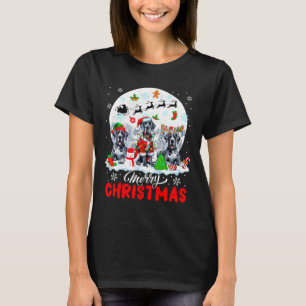 Merry Christmas Three Santa Elf Reindeer Great Dan T-Shirt