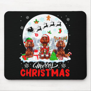 Merry Christmas Three Santa Elf Reindeer Irish Set Mouse Pad