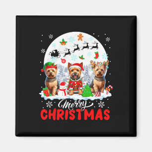Merry Christmas Three Santa Elf Reindeer Norwich T Magnet