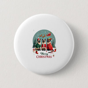 Merry Christmas Three Santa Elf Reindeer Siamese C 6 Cm Round Badge