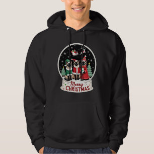 Merry Christmas Three Santa Elf Reindeer Siamese C Hoodie