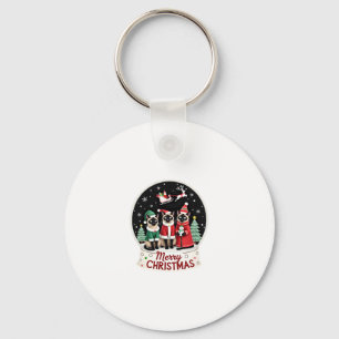 Merry Christmas Three Santa Elf Reindeer Siamese C Key Ring