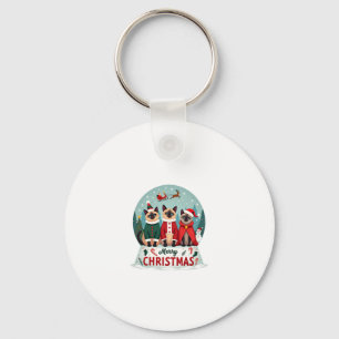Merry Christmas Three Santa Elf Reindeer Siamese C Key Ring