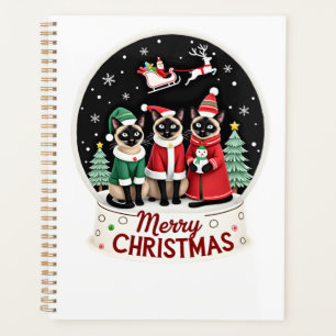 Merry Christmas Three Santa Elf Reindeer Siamese C Planner